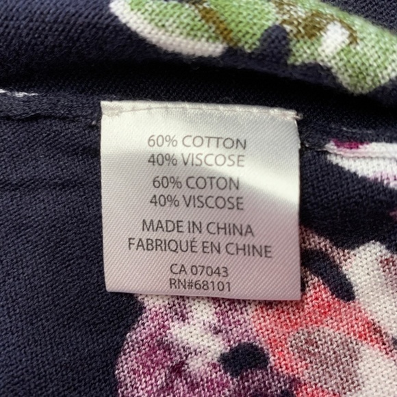 Belldini Floral Cardigan Medium Navy Open Sweater Long Sleeve Spring Wrap Casual - Picture 9 of 10